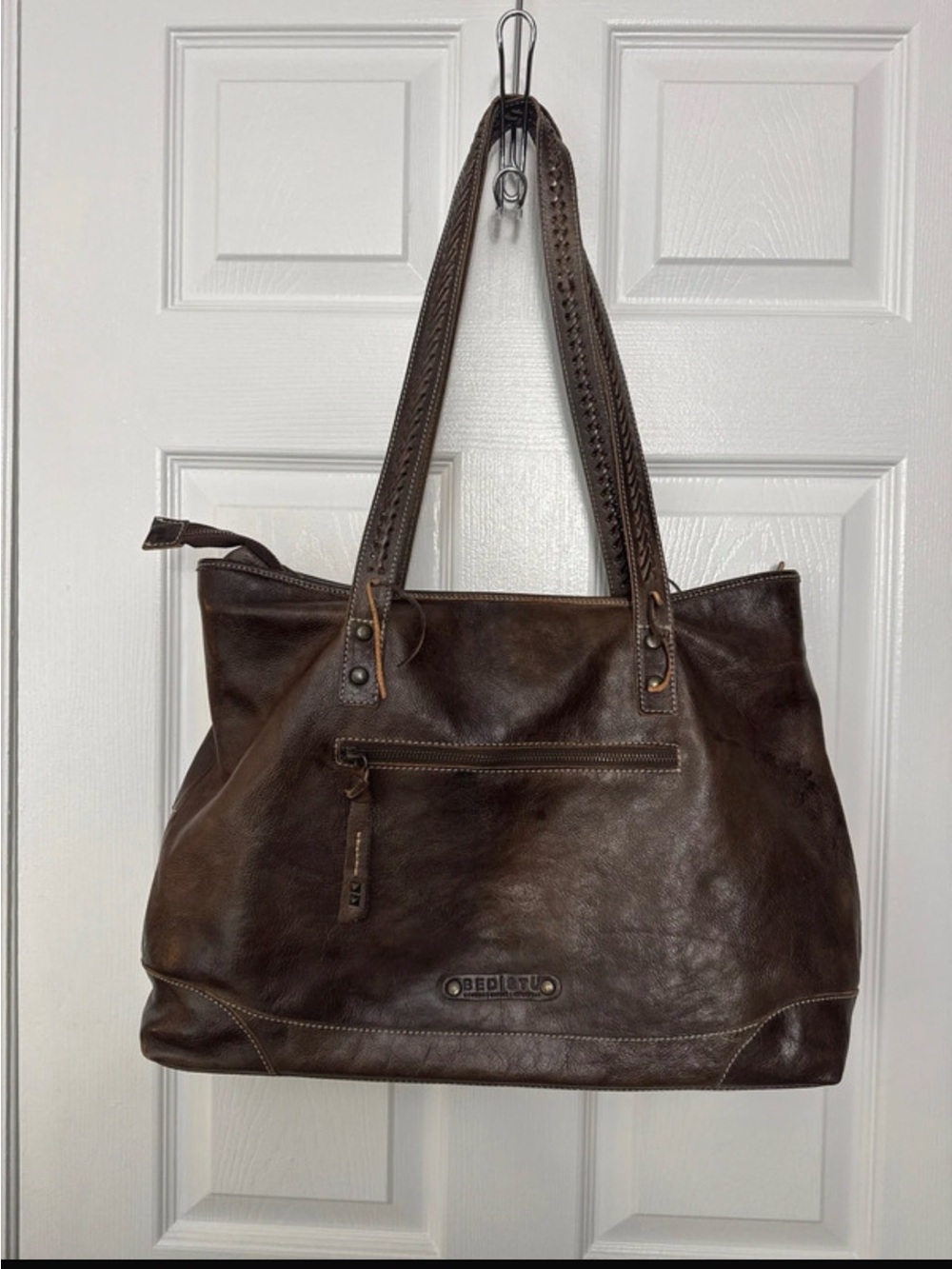 Bed Stu Leather Tote Bag - Dark Brown